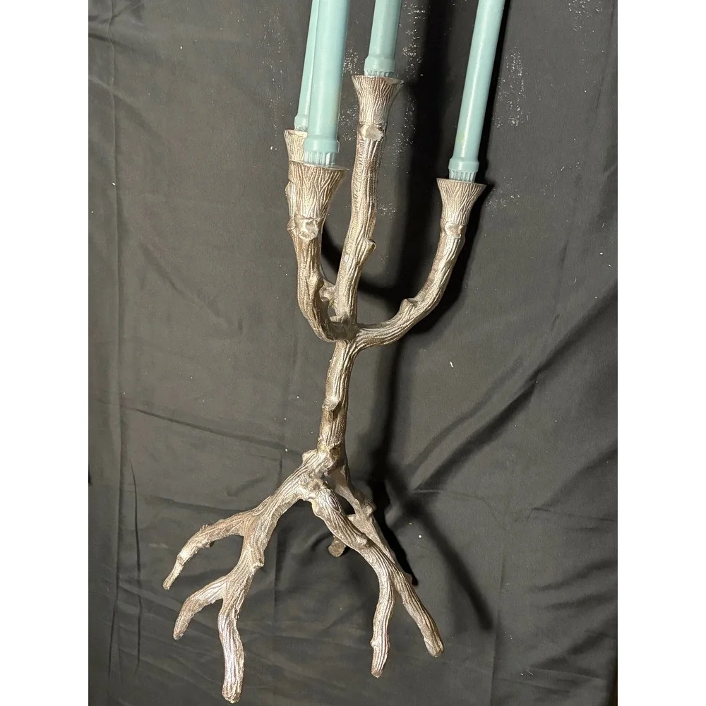 Crate & Barrel Branch Cast Aluminum Silver Branch Candelabra 22